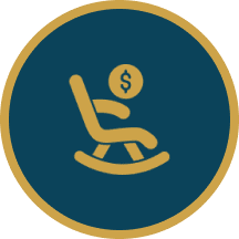 Rocking chair with dollar sign icon